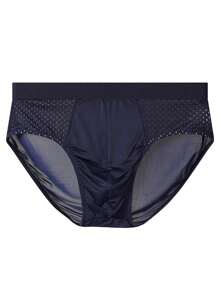 4pcs Men's Breathable Mesh Triangle Briefs, Solid Color Comfortable Underwear