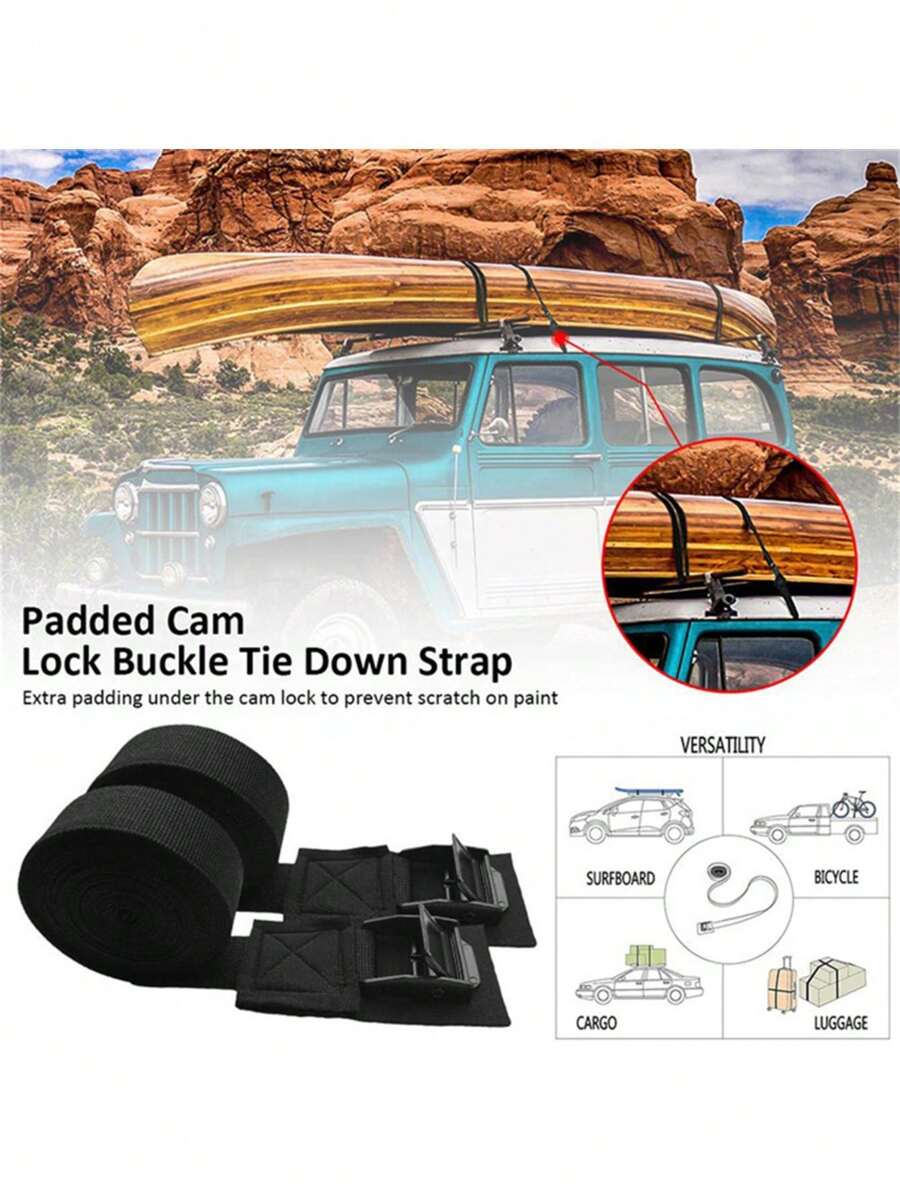 HeavyDuty Nylon Straps With Metal Buckles, Boat Kayak Surfboard Bungee