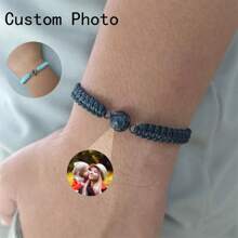 Custom Photo Projection Bracelet Braided Rope Picture Inside Bracelet Gifts For Him Birthday Gifts