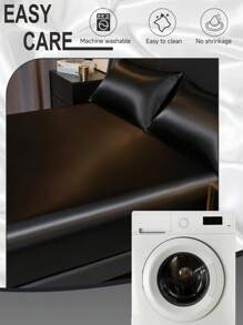 1pc Satin Fitted Sheet, Mattress Cover, Luxuriously Mattress Protector, Ultra Soft And Breathable Protector Cover, Fits King, Twin, Full, Queen Size Bed, With Deep Pocket, Silky Smooth, Anti-Wrinkle, Machine Washable