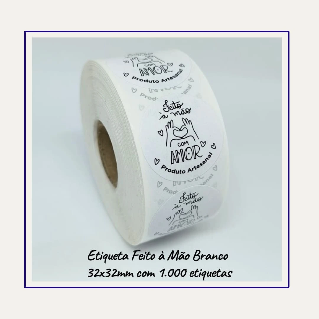 1,000 Adhesive Labels Handmade With Love White Artisan Product - trắng - Xem 1
