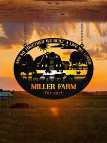 Decoración de pared personalizada de hierro forjado con logotipo de granja, vacas, caballos, cerdos, pollos, monograma personalizado para el hogar rústico. Decoración de pared personalizada con logotipo de granja, vacas, tractores, monograma para entrada, puerta principal y ambientación de regalo para familia, amigos, fiestas, graduación - Negro - Ver 6