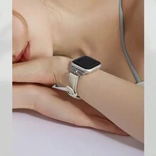 1 件优雅超薄皮革回环表带，兼容 Apple Watch 女式表带，金色万圣节黑色吊饰运动薄款 38 毫米 40 毫米 41 毫米 42 毫米 44 毫米 45 毫米 46 毫米 49 毫米，表带兼容 Apple Watch 表带系列 Ultra S10 9/8/7/6/5/4/3/2/1 SE - 米色 - 查看 7