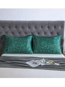 2pcs Red Leopard Print Pillow Cases, Soft Smooth Comfy Silky Like Satin Pillowcase, Envelope Closure Gifts For Double Bed