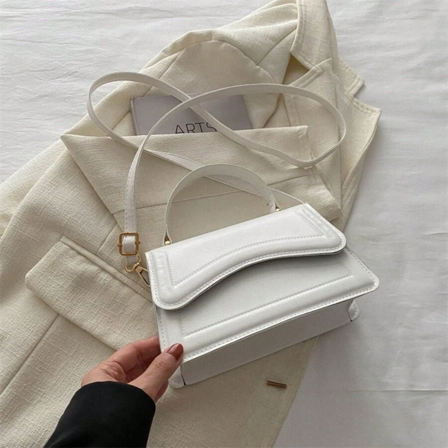 Women Handbag Crossbody Shoulder Bag PU Synthetic Leather Elegant Chic Fashion - White - View 1