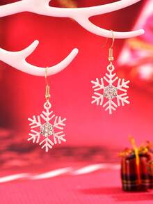 10 件/套时尚雪花吊饰耳环，简约百搭的女士日常佩戴圣诞珠宝 - 十個雪花耳環 - 查看 4