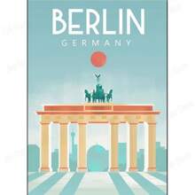 1 tấm áp phích du lịch thế giới thành phố thăm Paris/Mexico/New York in phong cách cổ điển người đam mê du lịch trang trí phòng nhà cổ điển nghệ thuật tranh tường không có khung - Nhiều màu - Xem 17