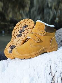 1 Đôi Giày Đi Bộ Đường Dài Ngoài Trời Ấm Áp Cho Bé Trai Bé Gái Giày Tuyết Ấm Áp Cao Cổ Giày Mùa Đông Dày Thoải Mái - Màu vàng - Xem 5