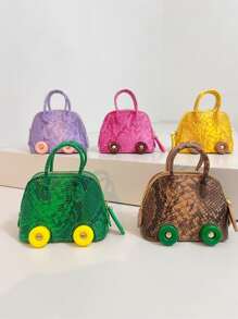 鳄鱼纹车轮保龄球包贝壳包耳机包汽车钥匙包包挂件。假期圣诞节礼物感恩节礼物 Y2K 女士钱包迷你钱包钱包零钱包 - 彩色 - 查看 2