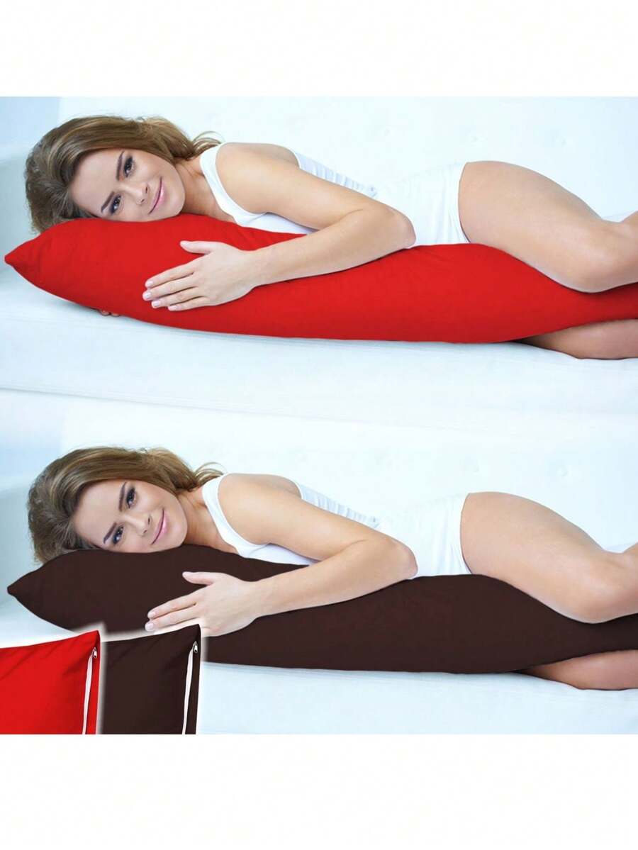 Kit 2 Xuxão Pillowcases Body Pillow 135 X 48cm With Zipper - Đỏ và Nâu - Xem 1