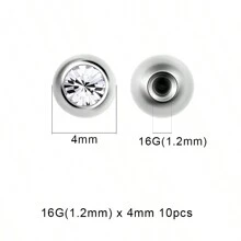 10 bucăți de schimb din oțel inoxidabil bile de rezervă 14 g 16 g cu zirconiu cubic Gem Labret Sprâncene Limbă Barbell Bar Atașamente Piercing
