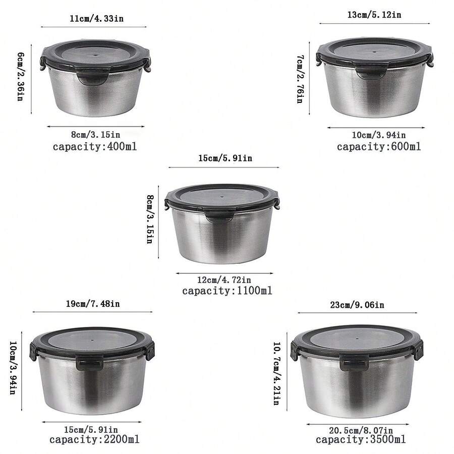 304 Stainless Steel Airtight Food Storage Containers Set, Suitable For