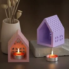 1 pieza Molde de vela de aromaterapia con forma de casa del amor, molde de silicona de resina para decoraciones en miniatura de casas de yeso DIY