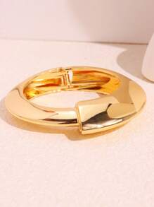 Bracciale a Bangle asimmetrico in metallo e resina con geometria, gioiello vintage spesso e oversize, accessorio di moda estiva per donne