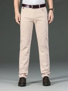 Pantaloni casual cu buzunare înclinate pentru bărbați