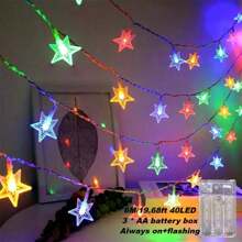1 Dây Đèn LED Starlight Atmosphere, Dây Đèn Cắm Trại, 59 inch/118,11 inch/236,22 inch/393,7 inch (10/20/40/80 LED), Chạy Bằng Pin AA (Không Bao Gồm Pin), Thích Hợp Cho Trang Trí Sinh Nhật Trong Phòng Ngủ/Tiệc Tùng/Đám Cưới/Trong Nhà/Ngoài Trời/Trang Trí Cây Thông Noel (Ánh Sáng Trắng, Ánh Sáng Màu, Ánh Sáng Trắng Ấm), Trang Trí Phòng Trang Trí Giáng Sinh Đèn Giáng Sinh Trang Trí Phòng Ngủ Trang Trí Nhà Trang Trí Tiệc Lễ Hội Ngày Lễ Quà Tặng Giáng Sinh Lễ Tạ Ơn Trang Trí Cây Thông Noel Đồ Trang Trí - đèn dây ngôi sao - Xem 19