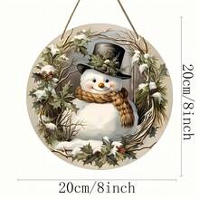 1pc Charming Snowman Wreath Wooden Sign - Perfect For Christmas & All-Season Home Decor - Ideal Gift For Friends & Colleagues - Multi-Functional For Front Door & Wall