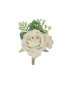 6 件套男士婚礼胸花，高仿真法兰绒玫瑰婚礼胸花，新郎伴郎用，森林系列胸花非常适合婚礼舞会舞蹈仪式周年纪念装饰花情人节