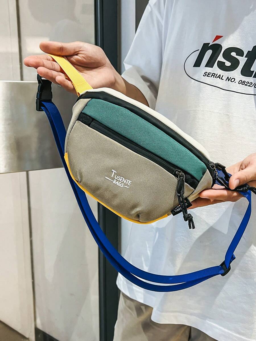 Men's New Chest Bag With Splicing Design Niche Sports Cycling Waist Bag