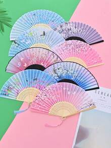 Abanico plegable de estilo chino, abanico de danza Hanfu tradicional chino, abanico de bambú de verano - Multicolor - Ver 3