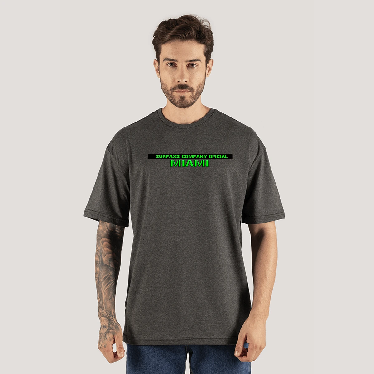 Miami Company OverSize Men's T-Shirt Large StreetWear Jacket - Màu xám đen - Xem 1