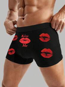 Men's Boxer Brief Hot Fun Playful Shaping Stretch Comfortable And Breathable Elastic Boxer Shorts Letter Printing Short Panty Underwear