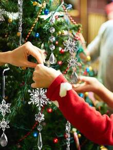 Bộ 5 dụng cụ nhặt đá cạnh bông tuyết trong suốt, Mặt dây chuyền trang trí cây thông Noel - Đồ trang trí Giáng sinh tuyệt vời, Tự làm cho cây thông Noel, Trang trí nhà cửa, Mặt dây chuyền treo tiệc mùa đông, Đồ trang trí tiệc cưới ngày lễ - Nhiều màu - Xem 6