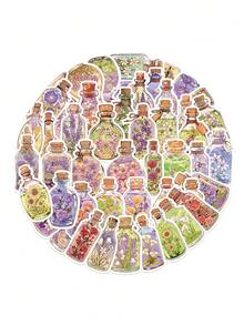 50 件复古花卉瓶涂鸦贴纸，防水 DIY 贴花，适用于笔记本电脑、头盔、杯子、笔记本，适合派对、感恩节、圣诞节、复活节送给朋友的礼物 - 彩色 - 查看 10