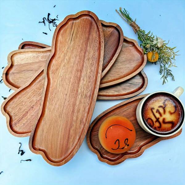 Plateau en bois, planche de service pour les amuse-gueules, le fromage, le gâteau, la décoration d'intérieur, assiette de cuisine au charbon, plateau rectangulaire pour les desserts et les collations