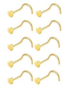 10pcs Simple Piercing Jewelry Set Including Ball Shaped Nose Stud, Straight Barbell, L-Shaped Barbell, Curved Barbell And Stud Earrings, Suitable For Women's Daily Wear - Silver - View 22