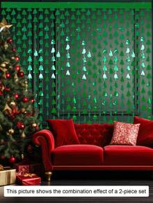 1 Stück - Kreativ gestalteter Schneeflocken-förmiger Regenseidenstoff Vorhang in Baumform, dekorativer Hintergrundwand-Vorhang, Weihnachtsfeier Heim Szenen Dekorationsmaterial