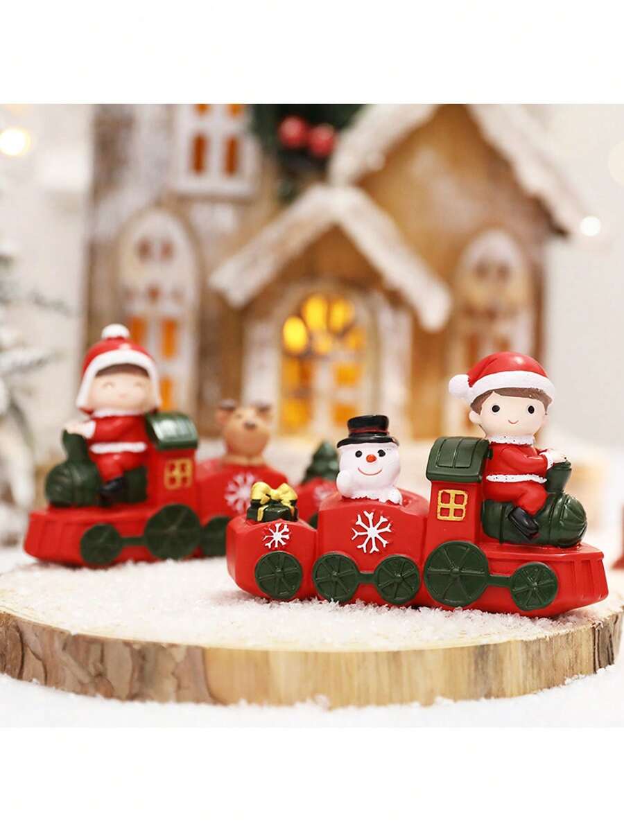 1 件圣诞节树脂工艺品小火车生日蛋糕烘焙汽车摆件装饰家居汽车可爱情侣装饰最佳礼物 - 彩色 - 查看 1