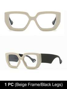 女士眼镜 男士时尚电脑游戏阅读粗方形框架眼镜 - 無色 - 查看 11
