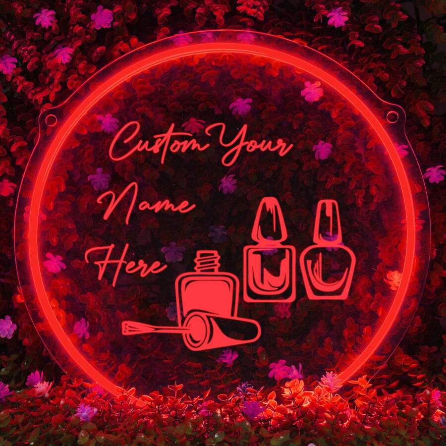 1 件 DIY 指甲油化妆品定制名称霓虹灯，用于墙面装饰，USB 供电 3D 雕刻艺术灯，圣诞派对生日礼物，适合儿童、女孩、商务、咖啡厅、餐厅、酒店、家居装饰、房间装饰的 3D 艺术 LED 霓虹灯 - 橘色 - 查看 1