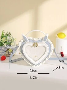 New Rabbit Ears Heart Shaped Transparent Jelly Tote Bag, Shoulder Bag, Sweet & Cute Lace Decor Heart Shaped Handbag For Women