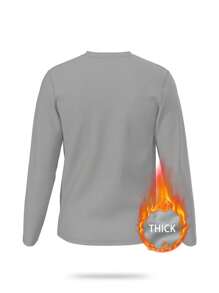 Men's Thermal Compression Long Sleeve Fitness Top, Tight Core Training Undershirt - Light Grey - View 2