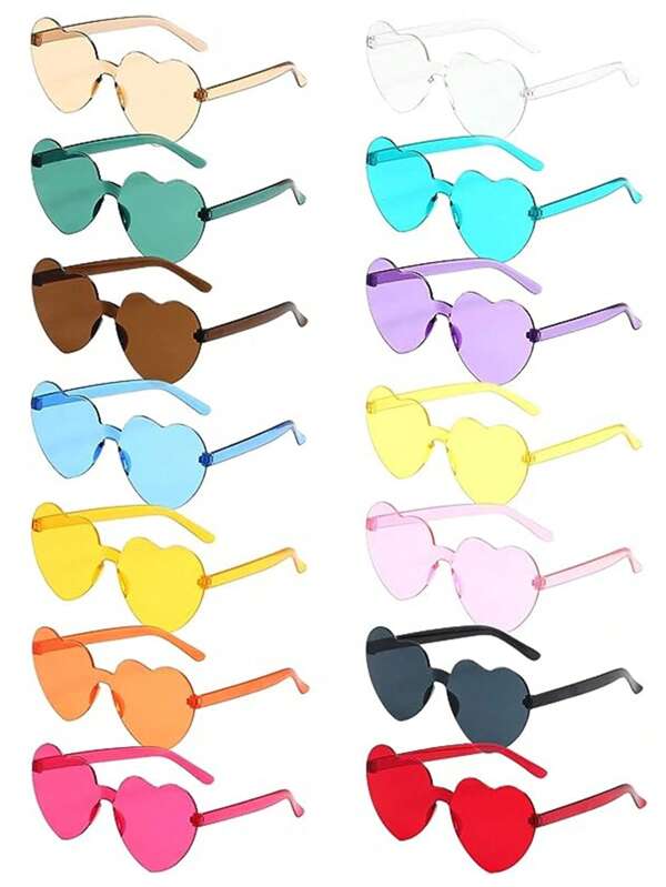 20 Stück/Packung durchsichtige herzförmige Partybrille, Fest-Feier-Accessoire, geschlechtsneutrale Herzbrille für Fotos