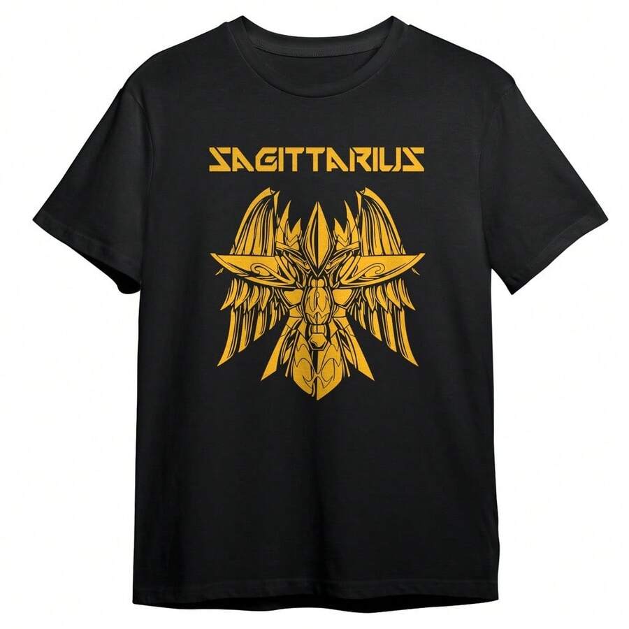 Sagittarius T-Shirt CDZ Japanese Anime Cartoon T-Shirt Otaku Style Unisex T-Shirt Men Women 100% Cotton Premium Top Streetwear New Release Fast Shipping Various Colors!! Plus Size - 黑色 - 查看 1