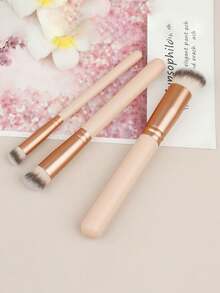 Bộ 3 Cọ Trang Điểm Cho Người Mới Bắt Đầu, Cọ Che Khuyết Điểm, Phấn Má Hồng, Kem Nền, Dành Cho Người Mới Bắt Đầu - Bụi hồng - Xem 2