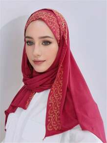 قطعة واحدة، حجاب جديد للنساء حجم كبير، شال حجاب مرصع بالراين ستون قطع القماش الناعمة، عمامة كاجوال موحد اللون، وشاح للنساء، إكسسوارات عبايةرمضان