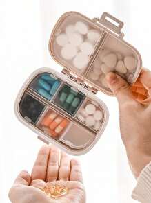 旅行用便携式药盒防潮药丸收纳盒可重复使用药盒男女通用药品规划器日常口袋药盒可容纳维生素药品和补品家庭旅行必备配件户外办公返校露营医疗急救袋药丸容器药盒药品收纳盒药品储存 - 彩色 - 查看 1