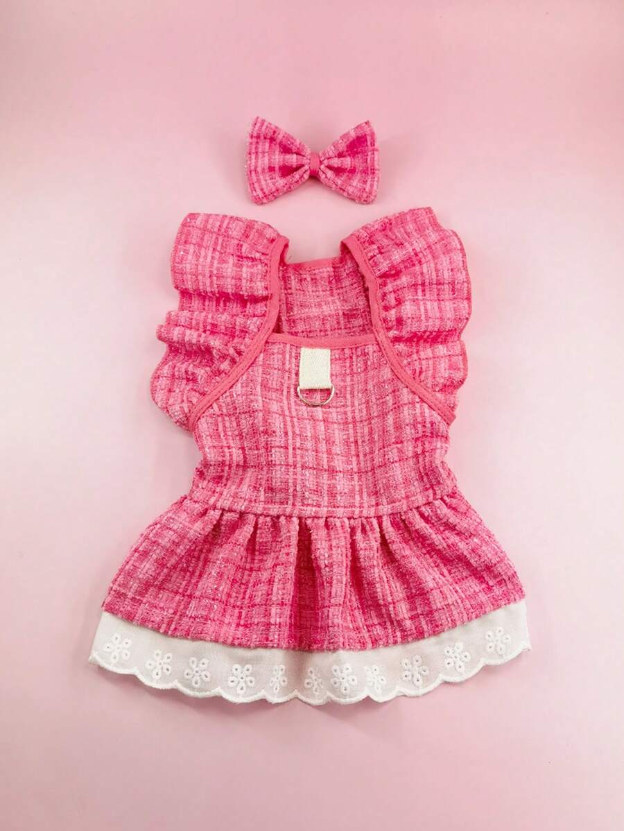 1 Stück Kariertes Schleifen-Dekor Süßes Haustierkleid - Verschiedenfarbig - Übersicht 1