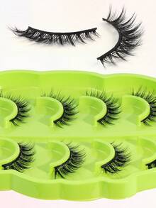 MAGEFY 5pairs/Set C Curl Faux Mink Hair Fluffy False Eyelashes With Leaf-Shaped Tray+Double Ended Eyebrow Grooming Tool+Eyebrow Brush,Natural Looking, 3D Natural Spiky Manga Lashes Fluffy Wispy Soft Lashes Fake Eyelashes False Eyelashes Strip,Natural Soft Eyelash Criss Cross Wispy Fluffy Lashes,Naturally Slender, Curled And Enlarged Eyes,For Women To Use Travel, Party For Parties Travel School Daily Work Etc - 濃密款 - 查看 7