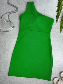 No Sleeve Dress With Padded Back - 綠色 - 查看 2