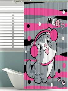 1 rèm tắm họa tiết mèo, rèm trang trí nhẹ nhàng và thanh lịch có móc nhựa, mờ đục, bộ trang trí phòng tắm, vải, rèm tắm phòng tắm chống thấm nước nhiều màu sắc và thanh lịch, phụ kiện phòng tắm, đồ trang trí nhà cửa trang trí mùa đông - YL-024 - Xem 7