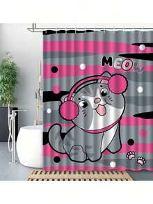 1 rèm tắm họa tiết mèo, rèm trang trí nhẹ nhàng và thanh lịch có móc nhựa, mờ đục, bộ trang trí phòng tắm, vải, rèm tắm phòng tắm chống thấm nước nhiều màu sắc và thanh lịch, phụ kiện phòng tắm, đồ trang trí nhà cửa trang trí mùa đông - YL-024 - Xem 6