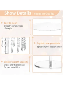 1pcs Acrylic Cake Stand Round: Cupcake Stands 12.2in Diameter Clear Afternoon Tea Dessert Display Cup Cakes Serving Plate With Crystal Chandelier For Wedding Birthday Party  Decorations, Halloween And Christmas Decorations - 透明的 - 查看 7
