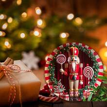 1 Stück Weihnachtsmann Nussknacker Holzschild - Vintage Feiertags Wandkunst, Weihnachts-/Neujahrsdekoration Schild, Weihnachts-/Neujahrsfestgeschenk, geeignet für Heim- & Partydekor, Innen-/Außenbereich Nutzung 20x20 cm (Stil zufällig)