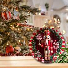 1 Stück Weihnachtsmann Nussknacker Holzschild - Vintage Feiertags Wandkunst, Weihnachts-/Neujahrsdekoration Schild, Weihnachts-/Neujahrsfestgeschenk, geeignet für Heim- & Partydekor, Innen-/Außenbereich Nutzung 20x20 cm (Stil zufällig)