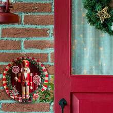 1 Stück Weihnachtsmann Nussknacker Holzschild - Vintage Feiertags Wandkunst, Weihnachts-/Neujahrsdekoration Schild, Weihnachts-/Neujahrsfestgeschenk, geeignet für Heim- & Partydekor, Innen-/Außenbereich Nutzung 20x20 cm (Stil zufällig)